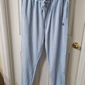 FILA Men's Light Blue Velour Jogger Sweatpants with Drawstring Size L